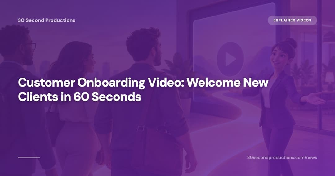 Small-business owner welcoming a new client who watches a short onboarding video on a phone