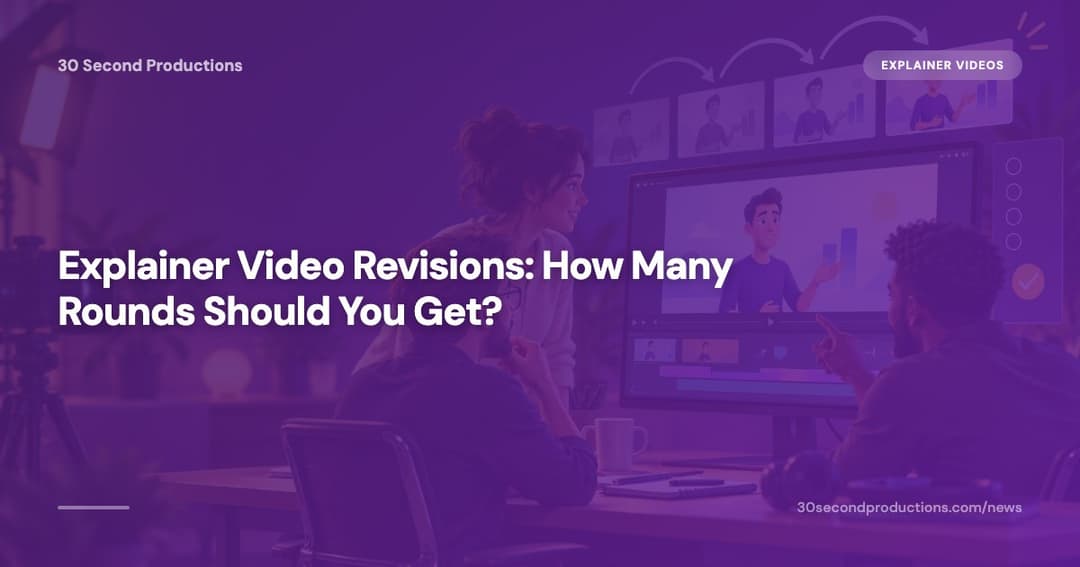 Business owner reviewing an explainer video draft with three rounds of notes