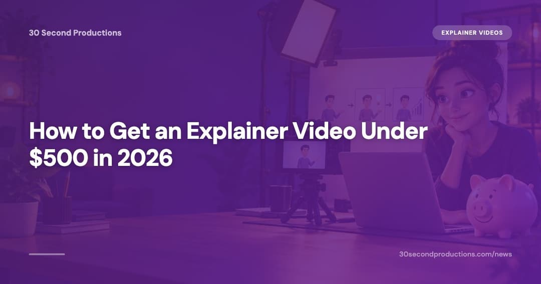Small-business owner reviewing a short animated explainer video and a three-frame storyboard on a desk