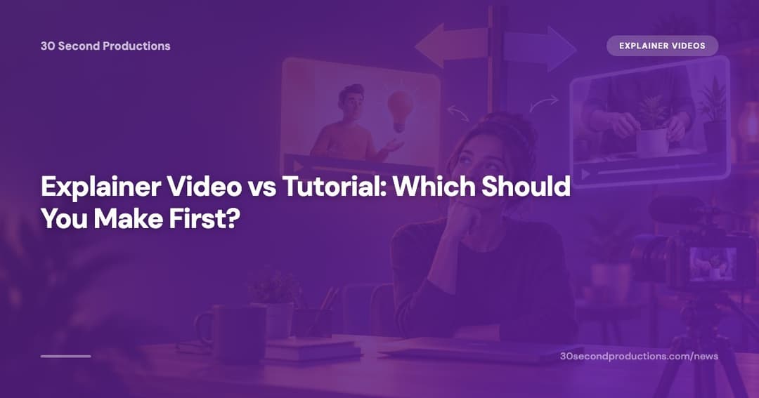 Business owner comparing an animated explainer video with a step-by-step tutorial video