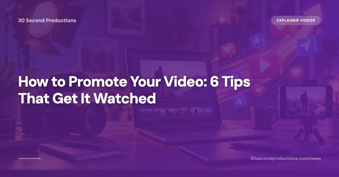 Small-business owner sharing a video from a phone by email, social media, maps listing and a quote