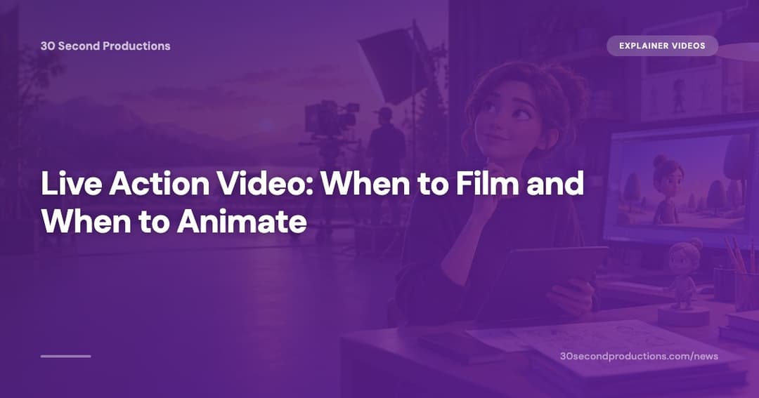 Split illustration showing a phone filming a real person on one side and an animated version of the same scene on the other
