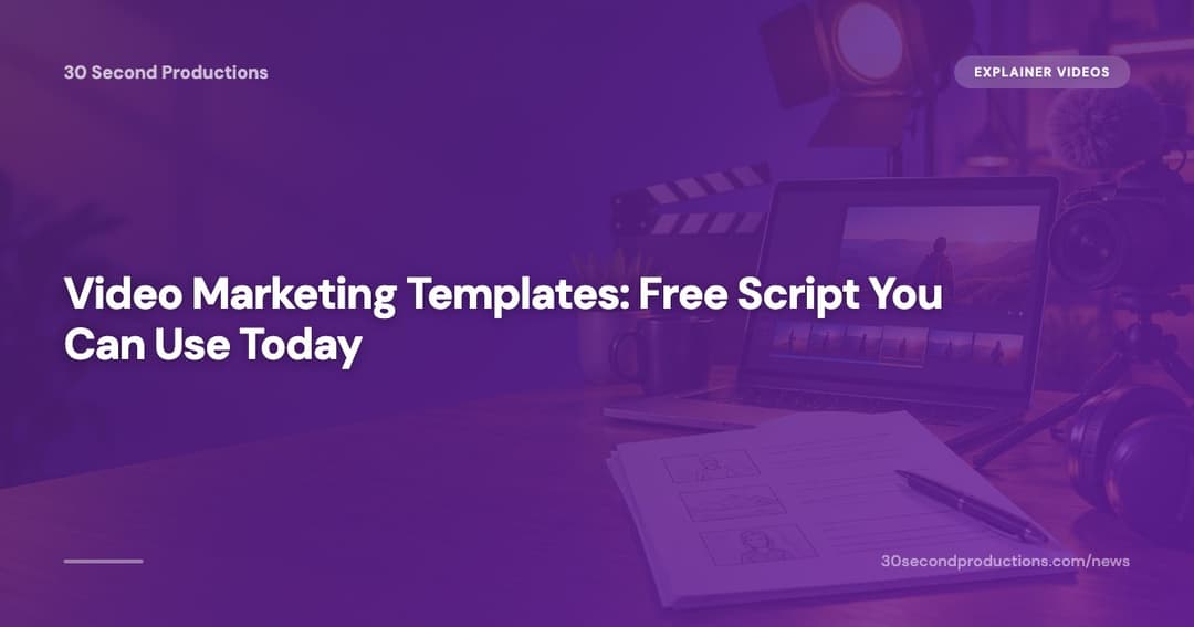 Small business owner filling in a video marketing script template on a laptop