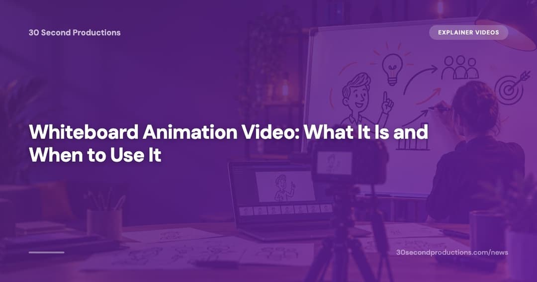 Illustration of a hand drawing a whiteboard animation style diagram for a small business