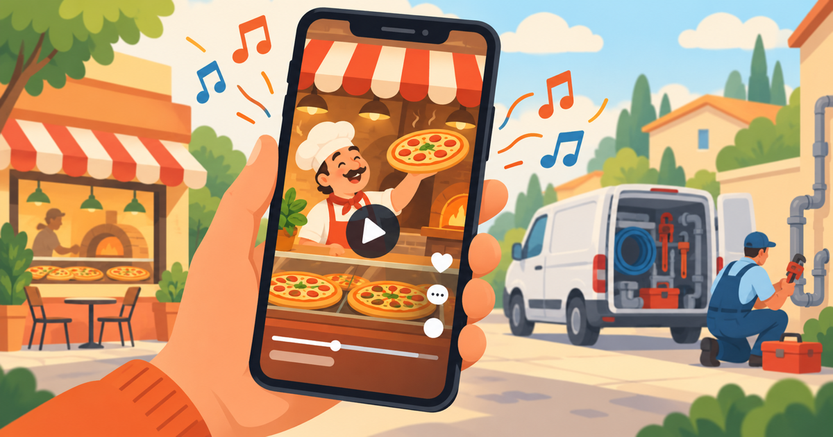 Cartoon plumber song ad on a phone screen, a Facebook video ad idea with music