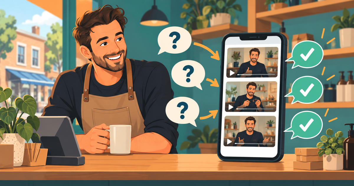 Small-business owner answering common customer questions with short videos