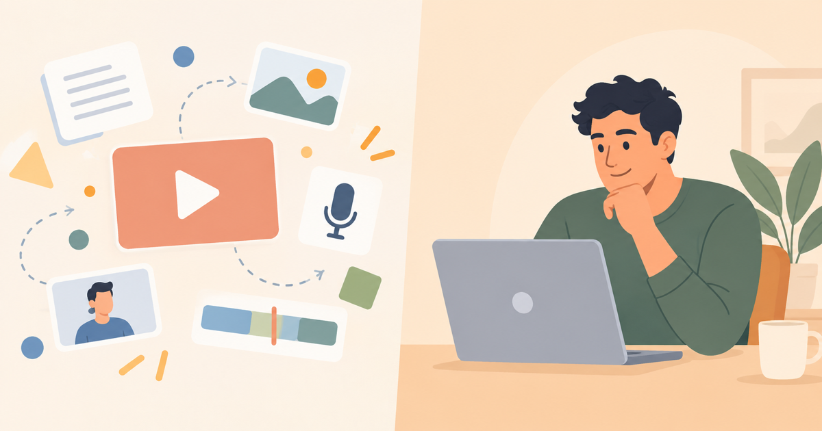 Illustration comparing motion graphics shapes and icons with hand-drawn character animation side by side